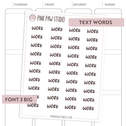 Text words: WORK